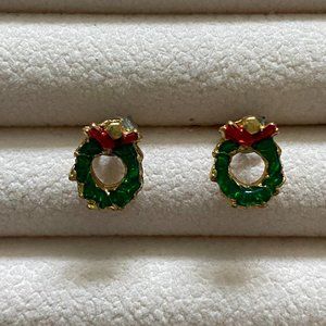 Dainty Christmas Wreath Earrings